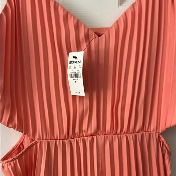 NWOT Express Coral and Pink Pleated Gown for Weddings - Picture 5 of 7